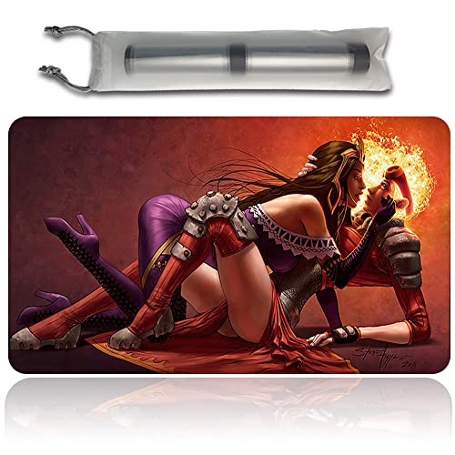 Four leaves Liliana Vess and Chandra - MTG Spielmatten+Kostenlose wasserdichte Tasche,MTG Playmate Table Mat, MTG Mouse Pad,Waterproof for Supporting MTG Combat von Four leaves