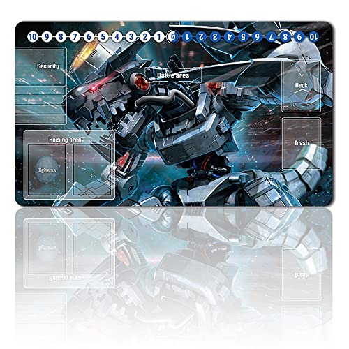 Four leaves Trading Card Game Playmat TCG Playmat Free Waterproof Bag Table Mats Game Size 60 x 35 cm Mouse Pad Compatible for Digimon TCG CCG RPG (994183) von Four leaves