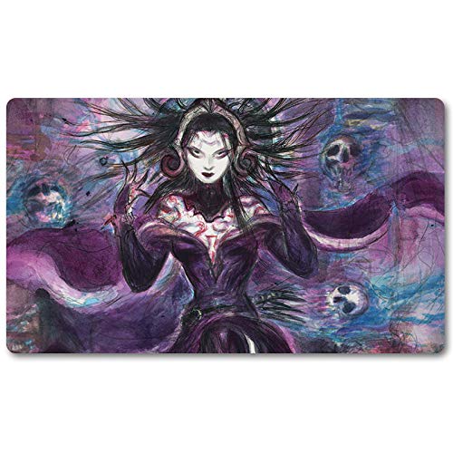 Liliana DREADHORDE General,DE - Brettspiel MTG Spielmatten+Kostenlose wasserdichte Tasche,TCG Card Game Table Mat Größe 60X35CM, Mouse Pad kompatibel mit Digimon MTG TCG CCG RPG von Four leaves