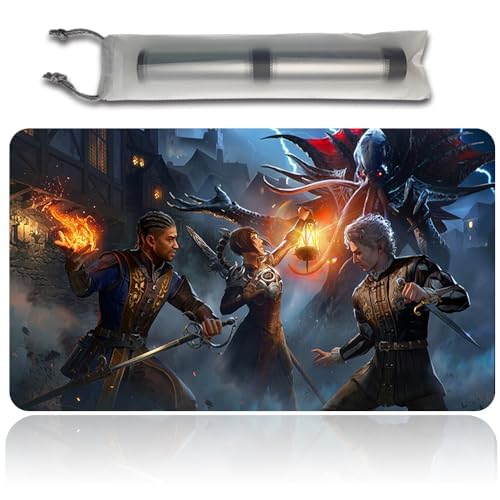 MTG Playmat Size 60X35CM Free Storage Bags Non-Slip Backing Printing, MTG Spielmatte Ideal for Card Game Enthusiasts TCG Playmat Mouse Pad (Battle for Baldur's Gate) von Four leaves