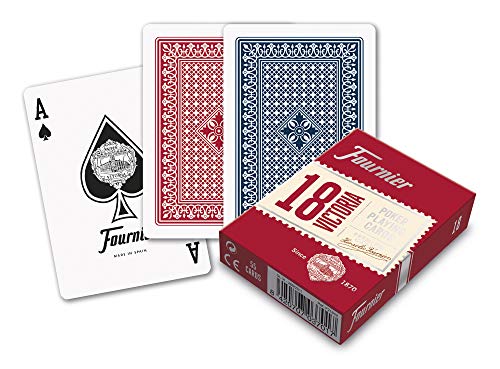 Fournier F21642 Poker 18 Kartenspiel, rot oder blau von Fournier