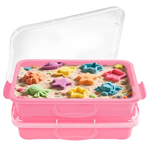 2 Stück Sandkasten Sensory Bin mit Deckel und Griff, Play Sand mit Sensory Bin Spielzeug für Kinder, Portable Sensory Sandbox Container für Kinder, Kunststoff Aktivität Tray für Kleinkinder (Pink) 2 Stück Sandkasten Sensory Bin mit Deckel und Griff, Play Sand mit Sensory Bin Spielzeug für Kinder, Portable Sensory Sandbox Container für Kinder, Kunststoff Aktivität Tray für Kleinkinder (Pink) von Fouvin