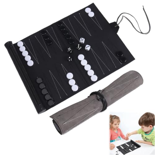 Backgammon Spiel Set, 10 Zoll Klassisches Backgammon Reise Set,für Kinder Erwachsene von Fouvin