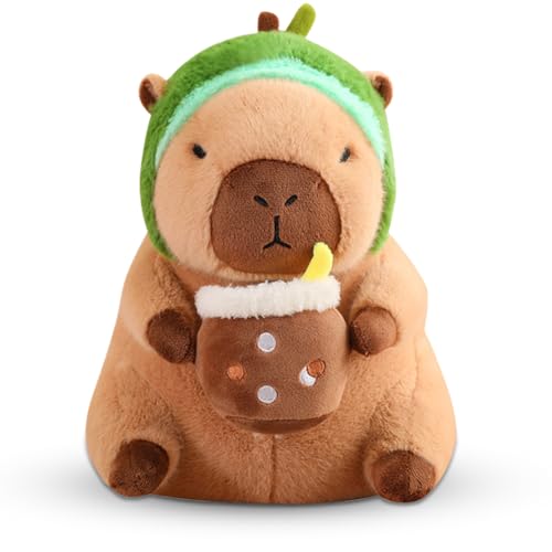 Fouvin Capybara Plüschtier, Capybara Plüsch Kuscheltier mit Brot Stofftier, Kawaii Capybara Plüsch Kissen Spielzeug Wasserschwein Wurfkissen Geschenk für Kinder Jungen Mädchen 5+ Jahre (Avocado) von Fouvin