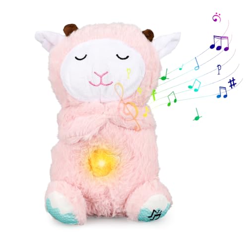 Schlummer Kuscheltier mit Herzschlag, Einschlafhilfe Babys mit Musik & Licht Schlummer Schafe Herzschlag Kuscheltier Spielzeug ab 1 Monate Baby Geschenk für Mädchen und Jungen Neugeborene, Rosa Schlummer Kuscheltier mit Herzschlag, Einschlafhilfe Babys mit Musik & Licht Schlummer Schafe Herzschlag Kuscheltier Spielzeug ab 1 Monate Baby Geschenk für Mädchen und Jungen Neugeborene, Rosa von Fouvin