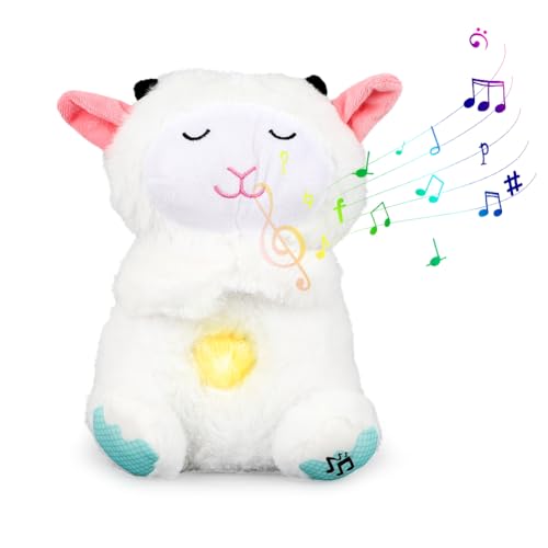 Schlummer Kuscheltier mit Herzschlag, Einschlafhilfe Babys mit Musik & Licht Schlummer Schafe Herzschlag Kuscheltier Spielzeug ab 1 Monate Baby Geschenk für Mädchen und Jungen Neugeborene, Weiß Schlummer Kuscheltier mit Herzschlag, Einschlafhilfe Babys mit Musik & Licht Schlummer Schafe Herzschlag Kuscheltier Spielzeug ab 1 Monate Baby Geschenk für Mädchen und Jungen Neugeborene, Weiß von Fouvin