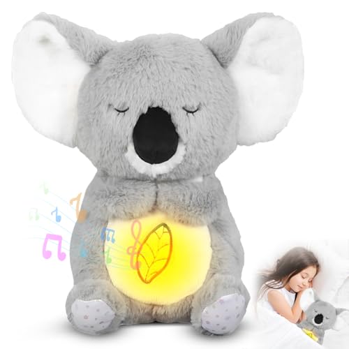 Fouvin Schlummer Otter, Schlummerotter mit Herzschlag, Schlummer Koala Kuscheltier, Schlafotter mit Atembewegung und Musik, Schlaf Otter für Babyparty und Neugeborenengeschenk von Fouvin