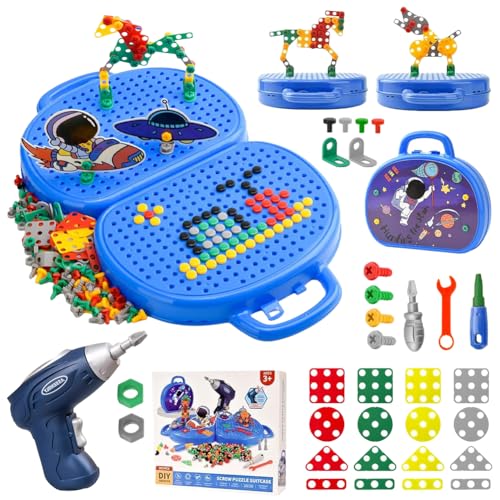 Montessori Werkzeugkoffer, 223 Stück Magische Montessori Spielzeugkiste Mit Bohrmaschine Montessori Spielzeug ab 3 Jahre, 3D Puzzle Mosaik Toy Creativity Tool Box with Drill für Kinder von 3-12 Jahren Montessori Werkzeugkoffer, 223 Stück Magische Montessori Spielzeugkiste Mit Bohrmaschine Montessori Spielzeug ab 3 Jahre, 3D Puzzle Mosaik Toy Creativity Tool Box with Drill für Kinder von 3-12 Jahren von Fouvin