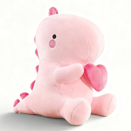 Plüschtier Dinosaurier Kuscheltier mit Herz - 30CM Süßes Dino Stofftier Kissen, Kawaii Plüschsaurier Schmusetier, Dinosaurier Plüsch Geschenk für Mädchen, Kinder, Freundin, Valentinstag (Rosa) von Fouvin