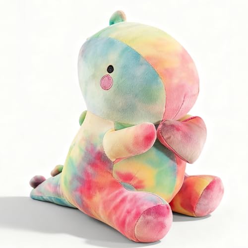Plüschtier Dinosaurier Kuscheltier mit Herz - 30CM Süßes Dino Stofftier Kissen, Kawaii Plüschsaurier Schmusetier, Dinosaurier Plüsch Geschenk für Mädchen, Kinder, Freundin, Valentinstag (Bunt) von Fouvin