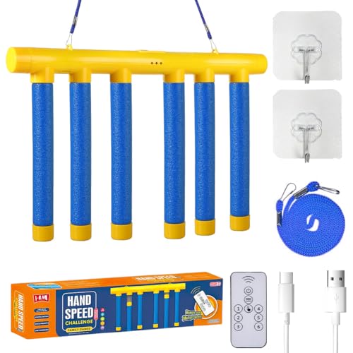 ReaktionstrainingSpielzeug Fallende Stöcke Spiel, Drop Game Stick mit 6 Fallenden Stöcken, Fangspiel mit Einstellbarer Fallgeschwindigkeit for Kinder Erwachsene (Ohne Fernsteuerung) von Fouvin