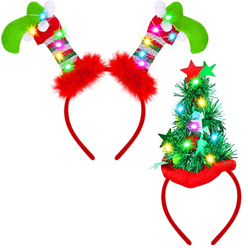 Fovths 2 Stück Weihnachts-LED-Stirnbänder, Weihnachts-Stirnbänder, beleuchtet, Kostüm, Kopfbedeckung, Zubehör, leuchtender Haarreifen für Weihnachten Fovths 2 Stück Weihnachts-LED-Stirnbänder, Weihnachts-Stirnbänder, beleuchtet, Kostüm, Kopfbedeckung, Zubehör, leuchtender Haarreifen für Weihnachten von Fovths