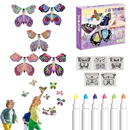 Foway Bemaltes Bastelkarten-Set,Fliegender Schmetterling Schmetterlings-Bastelset - Gummiband-betriebene Aufzieh-Schmetterlings-Spielzeugkarte | Aufzieh-Schmetterlings-Spielzeugkarte, Foway Bemaltes Bastelkarten-Set,Fliegender Schmetterling Schmetterlings-Bastelset - Gummiband-betriebene Aufzieh-Schmetterlings-Spielzeugkarte | Aufzieh-Schmetterlings-Spielzeugkarte, von Foway