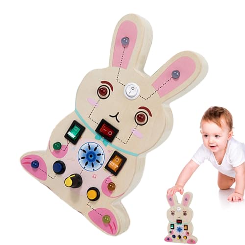 Foway Fidget Board, Sensory Board für Kleinkinder - 8 LED-Lichtschalter Sensorplatine - Lernspielzeug aus Holz, frühe Feinmotorik, sensorisches Reisespielzeug für Kinder ab 3 Jahren von Foway