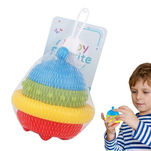 Foway Weiche Ringe Stacker, Ring Stacker Babyspielzeug | Regenbogen-Stapel- und Nistkreise aus weichem Gummi-PVC-Spielzeug - Bauring-Stapler, Spielzeug in Form Einer fliegenden Untertasse, für Babys von Foway