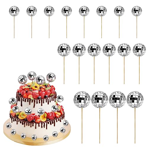 Fowecelt Discokugel Deko Tortendeko Spiegelkugel - 18 Stück Mini Disco Kugeln Toppers, Silberne Spiegelkugel für Kuchen Dessert Dekoration, 1970S Disco Ball für Geburtstags 70er 80er 90er Party Fowecelt Discokugel Deko Tortendeko Spiegelkugel - 18 Stück Mini Disco Kugeln Toppers, Silberne Spiegelkugel für Kuchen Dessert Dekoration, 1970S Disco Ball für Geburtstags 70er 80er 90er Party von Fowecelt