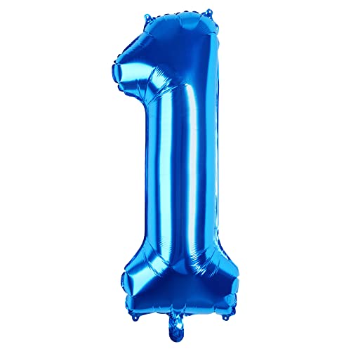 Fowecelt Folienballon Luftballon 1 Geburtstag: 1 Luftballons Zahl Geburtstagsdeko 1 Jahre Junge Kindergeburtstag Deko XXL 100cm Blau-Riesen Folienballon zum Geburtstag Fliegt mit Helium von Fowecelt