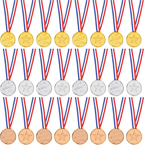 Fowecelt Medaillen Kindergeburtstag Kinder Gewinner - 24 Stücke Medaillen Kinder für Mini-Olympiade, Medaillen Fussball Kinder für Schulpreise, Goldmedaille für Kinder und Erwachsene von Fowecelt