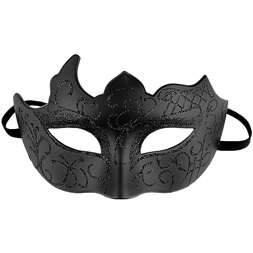 Fowecelt Venezianische Maske Damen Karneval: Maske Maskenball Cosplay Fasching Verkleidung Masquerade Mask Karneval Venedig Kostüm Party für Herren und Damen Schwarz von Fowecelt