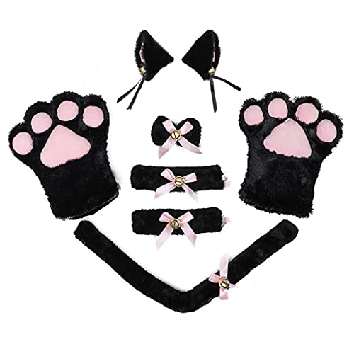 Haarschmuck für Ohren, Kätzchen-Kostüm, Zubehör-Set, Schleife, Anime, Cosplay, Party, Halloween, Requisiten Haarschmuck für Ohren, Kätzchen-Kostüm, Zubehör-Set, Schleife, Anime, Cosplay, Party, Halloween, Requisiten von Fowspvzn