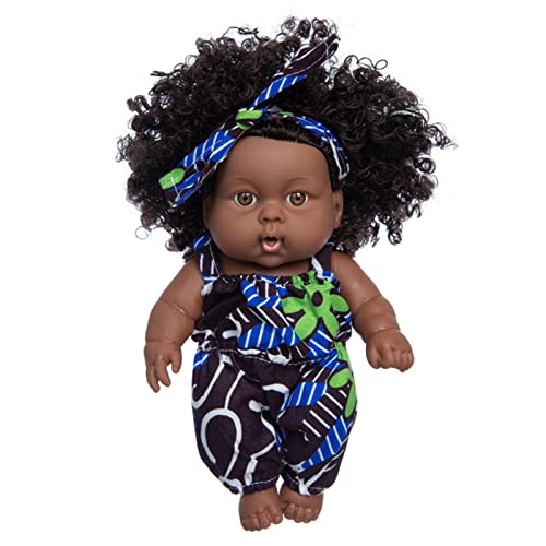 Fowybe Baby Dolls Schwarzes Mädchen - Realistische Babypuppe Schwarz Wiedergeborene Puppen - Afrikanische Babypuppen mit Kleidungsset 8-Zoll-Baby-Realistische Puppen Spielpuppe Schwarze Puppen von Fowybe