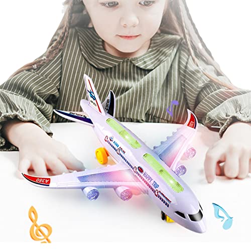 Fowybe Flugzeugspielzeug für Kinder - Flugzeugspielzeug mit blinkenden Lichtern und Geräuschen | Flugzeugspielzeug mit bunten Blinklichtern mit Soundmusik, Kinderflugzeugspielzeug für 3 Jahre von Fowybe