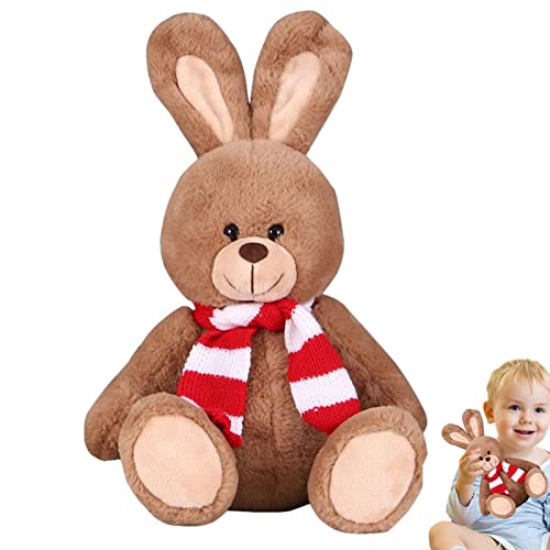 Fowybe Kaninchen Stofftier - Plüschhase mit Schal Stofftier - Innovative Plüschtiere, niedliche Hasenpuppen, Kissen für Kleinkinder, Kinder, Frauen, 24 cm von Fowybe