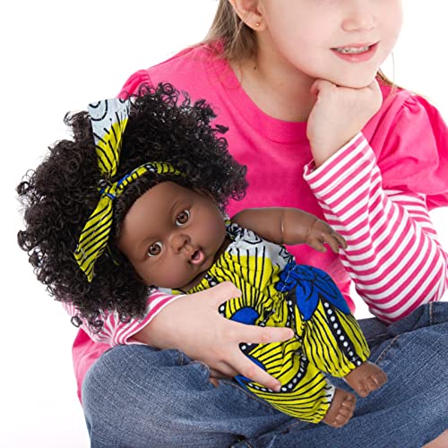 Fowybe Schwarze Babypuppen - Baby Dolls Schwarze Puppen - Afrikanische Babypuppen mit Kleidungsset 8-Zoll-Baby-Realistische Puppen Spielpuppe Schwarze Puppen für Kinder Mädchen von Fowybe