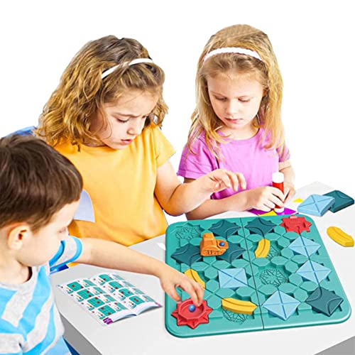 Fowybe Straßenbauer- Pädagogisches intelligentes Logik-Brettspiel für Kinder im Alter von 4–8,Maze Track BAU- und Konstruktionsspiel, Bausteinpuzzle mit 118 Herausforderungen von Fowybe