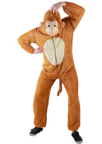 Foxxeo Affen Kostüm für Erwachsene - Herren Größe S-XXXXL - Tier Onesie Kostüme Damen Jumpsuit AFFE Männer Overall Fasching Karneval Anzug, Größe M von Foxxeo