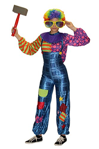 Foxxeo Clown Kostüm für Damen mit Latzhose und buntem Oberteil - Größe S-XL - Karneval Fasching Größe L-XL Foxxeo Clown Kostüm für Damen mit Latzhose und buntem Oberteil - Größe S-XL - Karneval Fasching Größe L-XL von Foxxeo