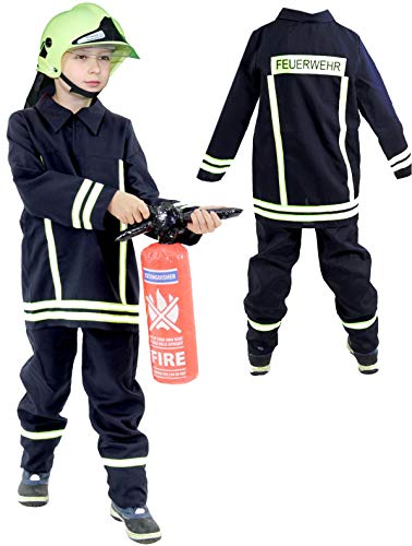 Foxxeo Feuerwehr Kostüm für Kinder - verschiedene Größen von 92 bis 158 - Feuerwehrmann Kostüm für Jungen Fasching Karneval, Größe 116-122 von Foxxeo