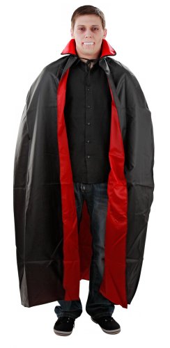Foxxeo schwarz roter Vampir Umhang für Erwachsene Halloween Vampir Fasching Karneval Größe XL von Foxxeo