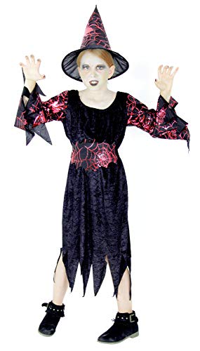 Foxxeo schwarz rotes Hexen Kostüm mit Hexenhut für Mädchen Fasching Karneval Halloween Größe 122-128 Foxxeo schwarz rotes Hexen Kostüm mit Hexenhut für Mädchen Fasching Karneval Halloween Größe 122-128 von Foxxeo