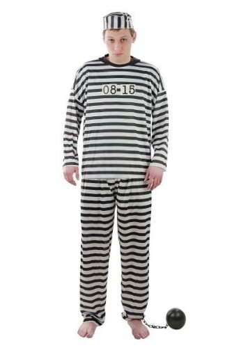 Foxxeo 10121 | Kostüm Gefangener Sträflingskostüm Sträfling Knasti Gefängnis Knast Verbrecher Verbrecherkostüm Gr. M - XXL, Größe:S von Foxxeo