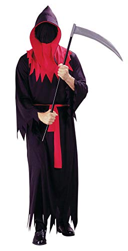 Foxxeo schwarz rotes Sensemann Kostüm mit Maske für Herren - Größe M-XXXXL - Sensenmann Halloween Kaputzen Umhang Karneval Fasching Größe XXXL von Foxxeo