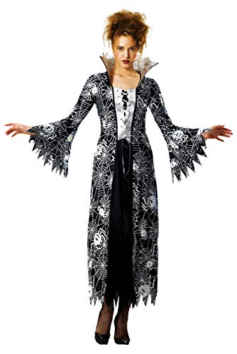 Foxxeo schwarz silber Spinnen Hexen Vampir Kostüm für Damen Fasching Karneval Halloween Größe L von Foxxeo