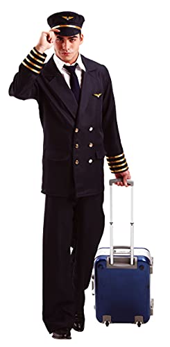Foxxeo Pilotenkostüm für Herren mit Hut - Piloten Uniform mit Mütze für Karneval Fasching Kostüm Pilot Größe L von Foxxeo