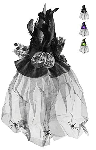 Mini Hexenhut mit Schleier schwarz – Halloween Fasching Karneval Walpurgis von Foxxeo