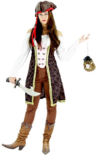 Piraten Kostüm für Damen Fasching Piratenbraut Frauen Karneval Fasching Größe S von Foxxeo