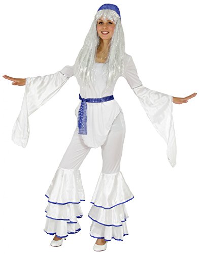 Foxxeo Weißes 70er Jahre Disco Kostüm für Damen Karneval Fasching Motto-Party Größe M von Foxxeo