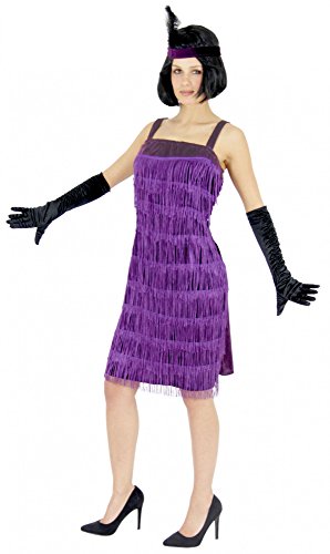 Foxxeo lila 20er Jahre Kostüm für Damen Charleston Kleider Karneval Fasching Motto-Party Größe M von Foxxeo