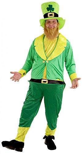 Foxxeo Lustiges grünes Irischer Kobold Kostüm für Herren St. Patricks Day Fasching Karneval Motto-Party Größe L von Foxxeo