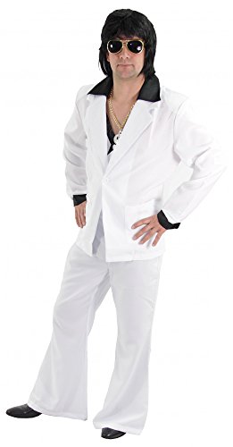 Foxxeo weißer 80er Jahre Disco Anzug 80s Kostüm für Herren Fasching Karneval Motto-Party Größe M von Foxxeo
