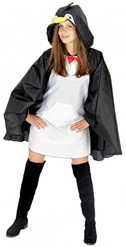 Foxxeo Pinguin Party Poncho für Damen und Herren zu Karneval Fasching Party Regen Schnelles Kostüm von Foxxeo