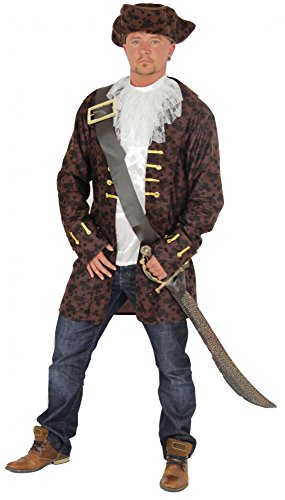 Foxxeo Edeles Piraten Kostüm für Herren mit Gürtel Oberteil und Hut für Fasching und Karneval Größe L von Foxxeo