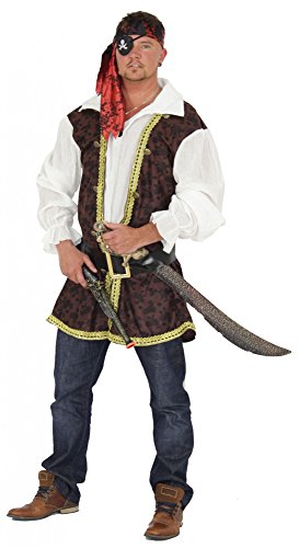 Foxxeo Piraten Kostüm für Herren mit Gürtel Oberteil und Kopfband für Fasching und Karneval Größe XXL von Foxxeo