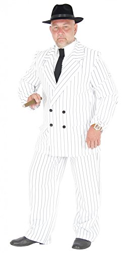Foxxeo 40181 | weißer 20er Jahre Gangster Anzug Kostüm Herren Karneval Fasching Party Gr. S-XL, Größe:XXL von Foxxeo