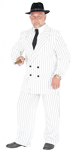 Foxxeo 40181 | weißer 20er Jahre Gangster Anzug Kostüm Herren Karneval Fasching Party Gr. S-XL, Größe:XL von Foxxeo