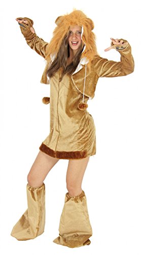 Foxxeo Löwen Kostüm für Damen Tierkostüme sexy Kleid für Karneval und Fasching Erwachsene Größe L von Foxxeo